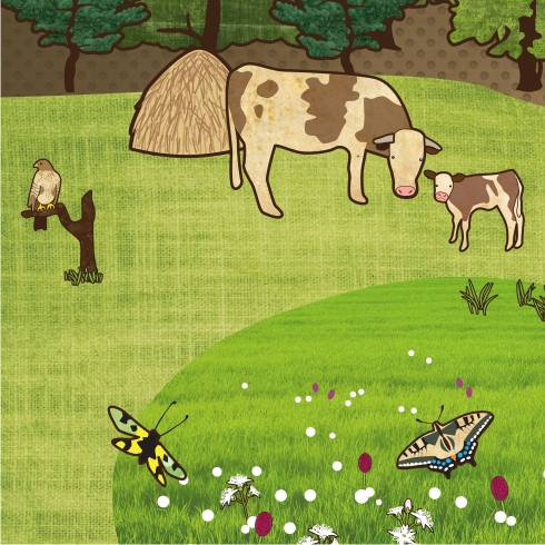 Részlet az interaktív elemekkel ellátott tájkép grafikájáról