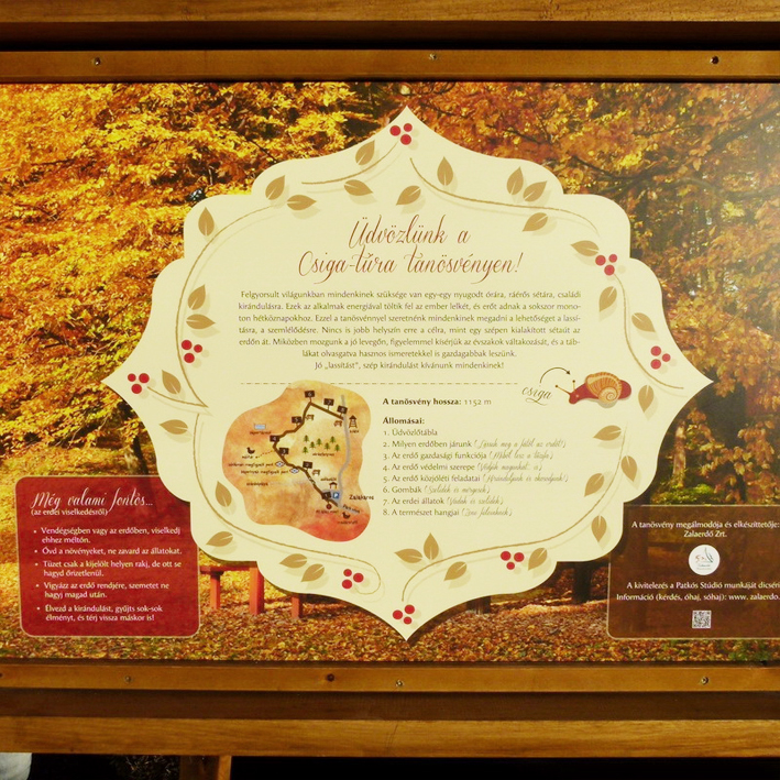 A bevezető tábla térképpel és útmutatásokkal.