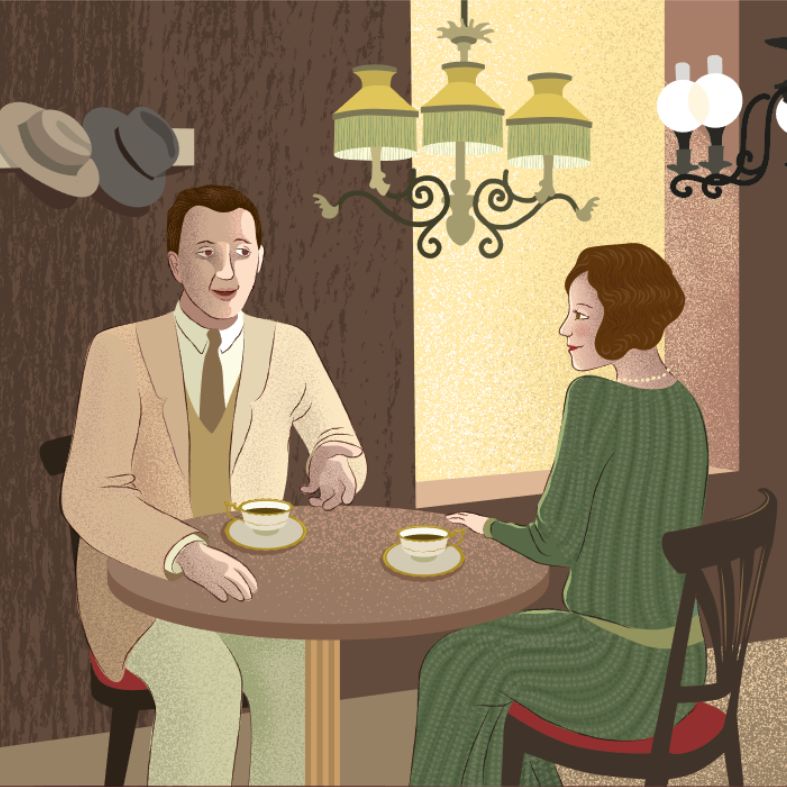 Az író és leendő felesége, Lola megismerkedése