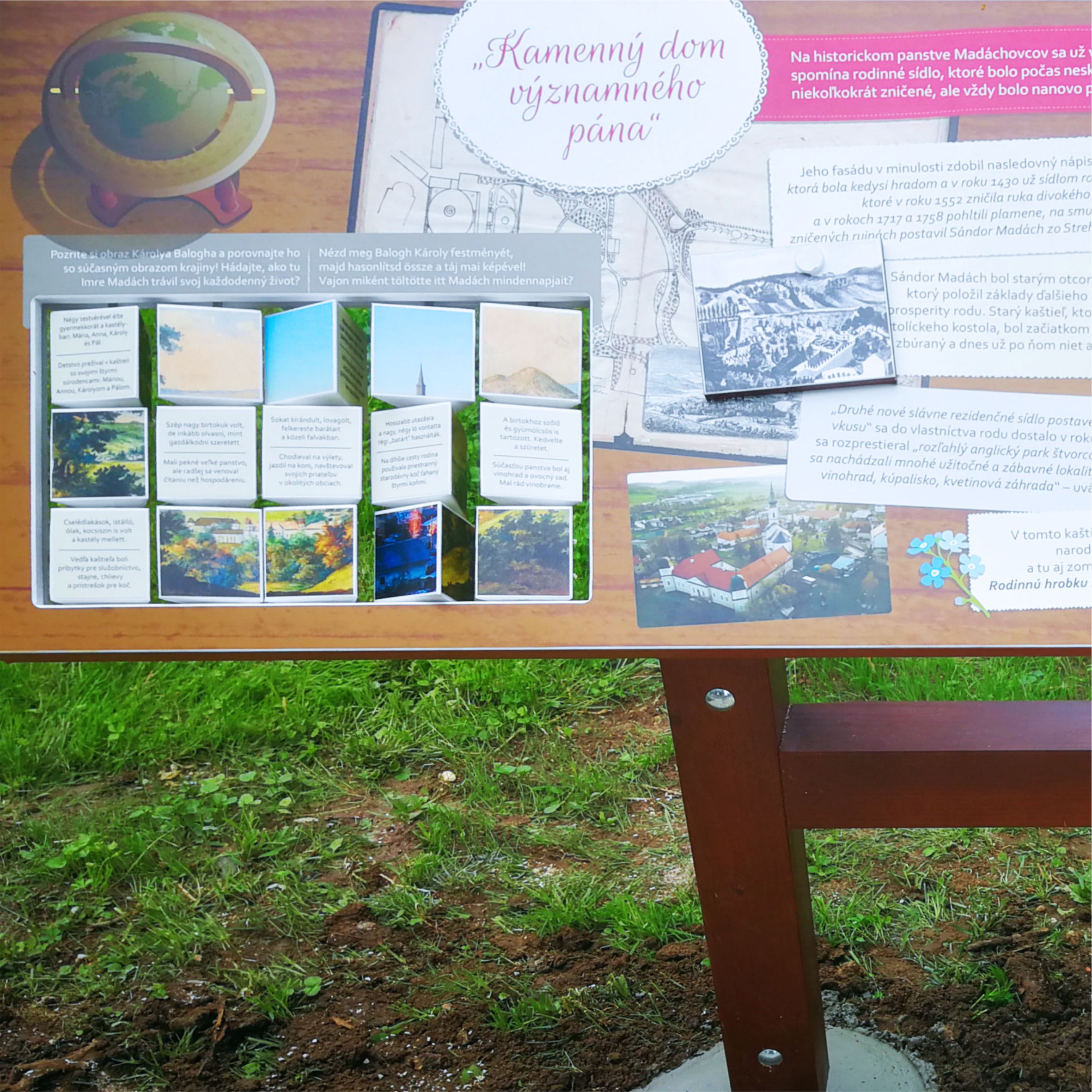 A kastélyt bemutató interaktív tanösvénytábla