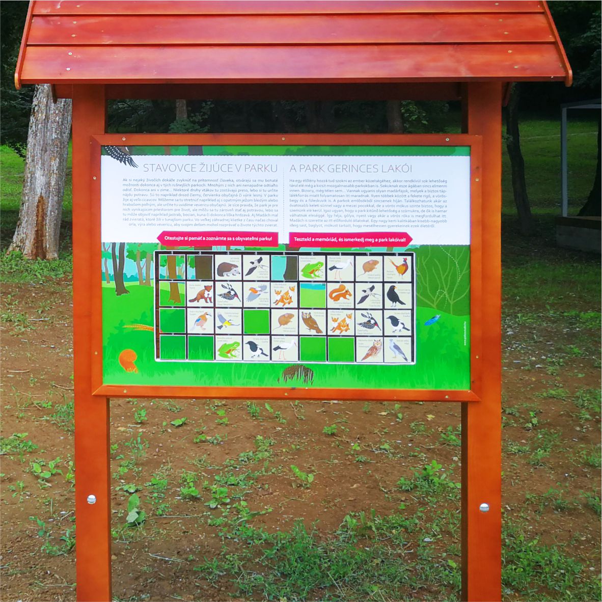 Memória tábla a park élővilágáról
