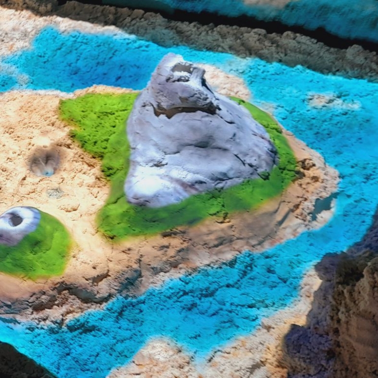 Csinálj tájat a homokból! A mélyebb részeken folyó vagy tó lesz, a magasabbakon pedig hegy - 02