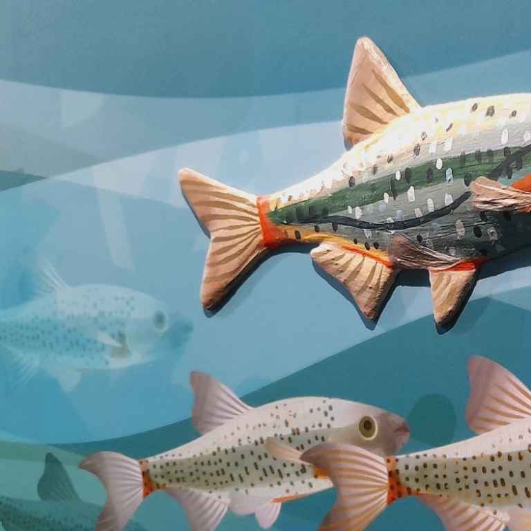 3D hal kézzel festve a tablón - 01